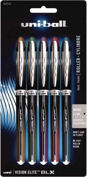 Uni-Ball - Roller Ball 0.5mm Stick Pen - Brown & Black, Green & Black, Purple & Black, Red & Black, Blue & Black - Eagle Tool & Supply