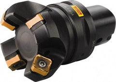 Sandvik Coromant - 50mm Cut Diam, 63mm Arbor Hole, 6mm Max Depth of Cut, 45° Indexable Chamfer & Angle Face Mill - 5 Inserts, 345R-13T5 Insert, Right Hand Cut, Through Coolant, Series CoroMill 345 - Eagle Tool & Supply