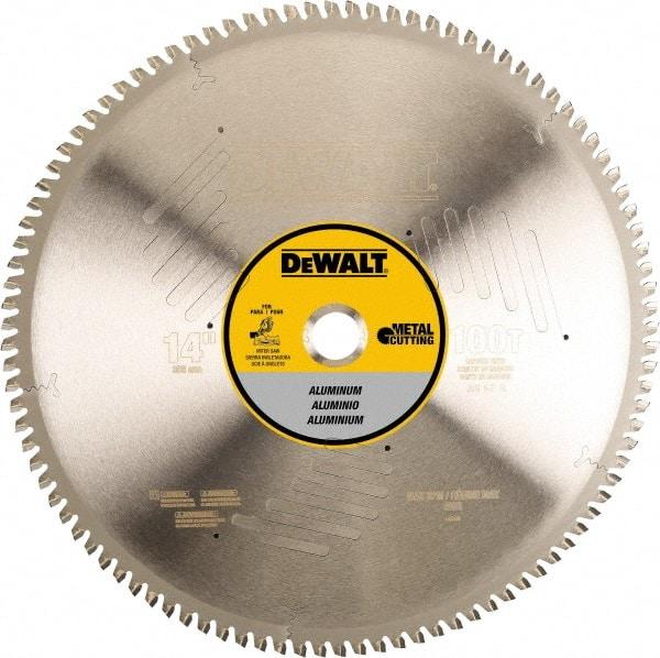 DeWALT - 14" Diam, 1" Arbor Hole Diam, 100 Tooth Wet & Dry Cut Saw Blade - Steel, Crosscutting Action, Standard Round Arbor - Eagle Tool & Supply