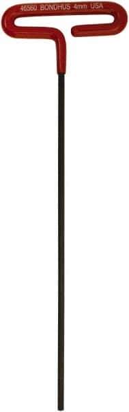 Bondhus - 4mm Hex, T-Handle Cushion Grip, Hex Key - 246mm OAL, Metric System of Measurement - Eagle Tool & Supply