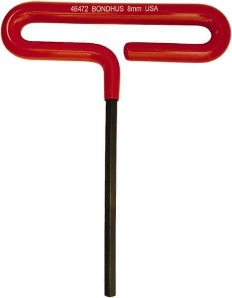 Bondhus - 8mm Hex, T-Handle Cushion Grip, Hex Key - 187mm OAL, Metric System of Measurement - Eagle Tool & Supply