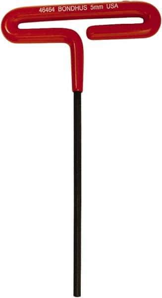 Bondhus - 5mm Hex, T-Handle Cushion Grip, Hex Key - 172mm OAL, Metric System of Measurement - Eagle Tool & Supply