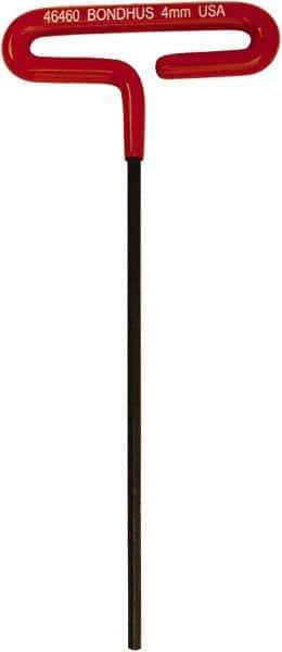 Bondhus - 4mm Hex, T-Handle Cushion Grip, Hex Key - 170mm OAL, Metric System of Measurement - Eagle Tool & Supply