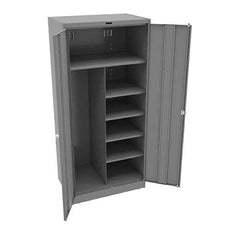Tennsco - 6 Shelf Combination Storage Cabinet - Steel, 36" Wide x 24" Deep x 78" High, Medium Gray - Eagle Tool & Supply