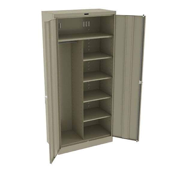 Tennsco - 6 Shelf Combination Storage Cabinet - Steel, 36" Wide x 18" Deep x 78" High, Sand - Eagle Tool & Supply
