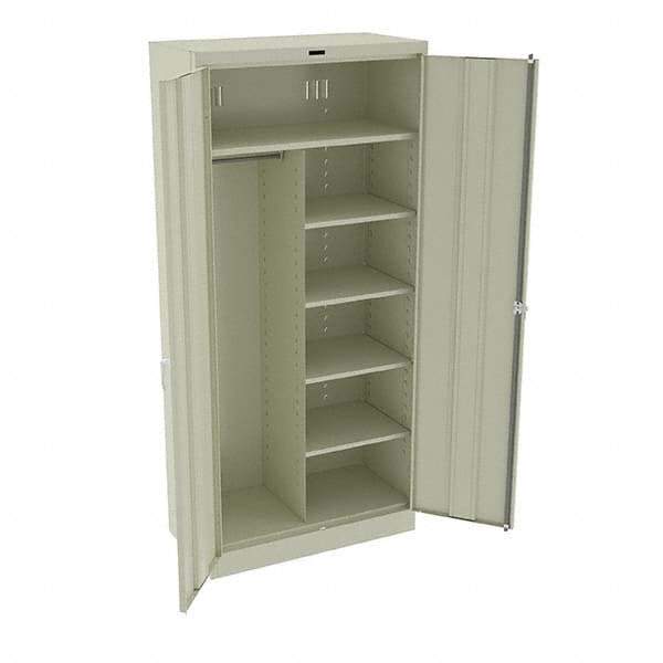 Tennsco - 6 Shelf Combination Storage Cabinet - Steel, 36" Wide x 18" Deep x 78" High, Champagne/Putty - Eagle Tool & Supply