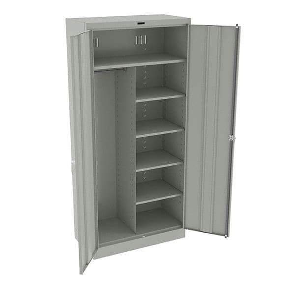 Tennsco - 6 Shelf Combination Storage Cabinet - Steel, 36" Wide x 18" Deep x 78" High, Light Gray - Eagle Tool & Supply