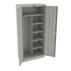 Tennsco - 6 Shelf Combination Storage Cabinet - Steel, 36" Wide x 18" Deep x 78" High, Light Gray - Eagle Tool & Supply