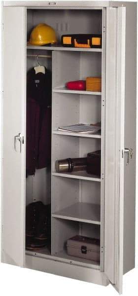 Tennsco - 6 Shelf Combination Storage Cabinet - Steel, 36" Wide x 24" Deep x 78" High, Sand - Eagle Tool & Supply