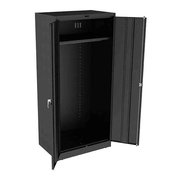 Tennsco - 2 Shelf Wardrobe Storage Cabinet - Steel, 36" Wide x 24" Deep x 78" High, Black - Eagle Tool & Supply