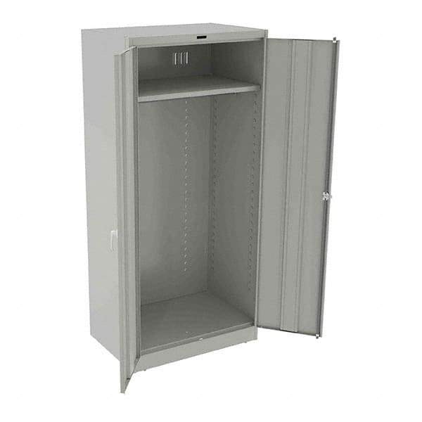 Tennsco - 2 Shelf Wardrobe Storage Cabinet - Steel, 36" Wide x 24" Deep x 78" High, Light Gray - Eagle Tool & Supply