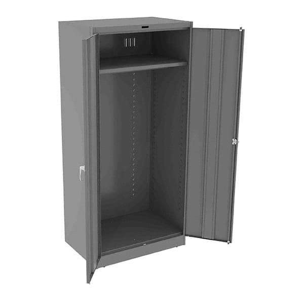 Tennsco - 2 Shelf Wardrobe Storage Cabinet - Steel, 36" Wide x 24" Deep x 78" High, Medium Gray - Eagle Tool & Supply