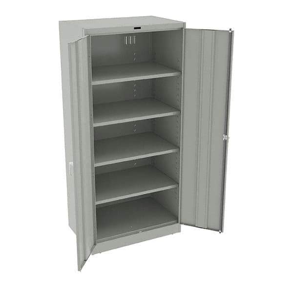 Tennsco - 5 Shelf Locking Storage Cabinet - Steel, 36" Wide x 24" Deep x 78" High, Light Gray - Eagle Tool & Supply