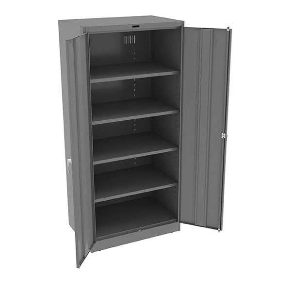 Tennsco - 5 Shelf Locking Storage Cabinet - Steel, 36" Wide x 24" Deep x 78" High, Medium Gray - Eagle Tool & Supply