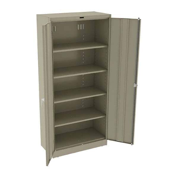 Tennsco - 5 Shelf Locking Storage Cabinet - Steel, 36" Wide x 18" Deep x 78" High, Sand - Eagle Tool & Supply