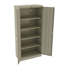 Tennsco - 5 Shelf Locking Storage Cabinet - Steel, 36" Wide x 18" Deep x 78" High, Sand - Eagle Tool & Supply