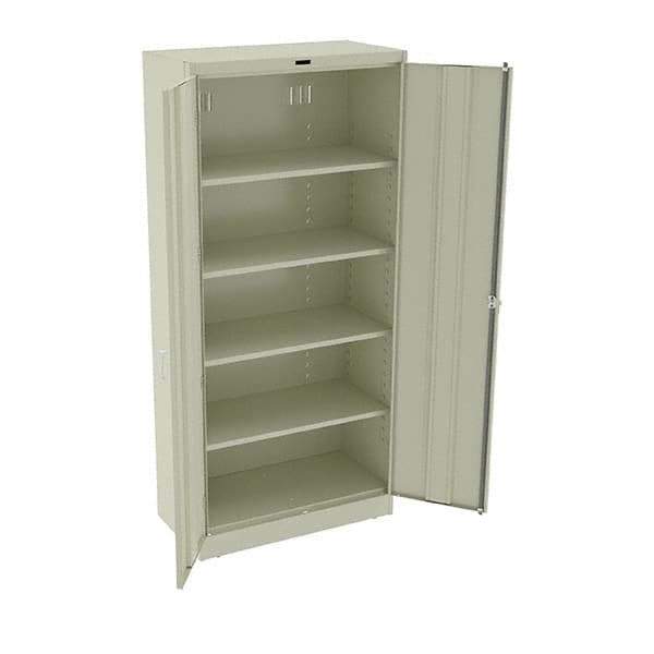 Tennsco - 5 Shelf Locking Storage Cabinet - Steel, 36" Wide x 18" Deep x 78" High, Champagne/Putty - Eagle Tool & Supply