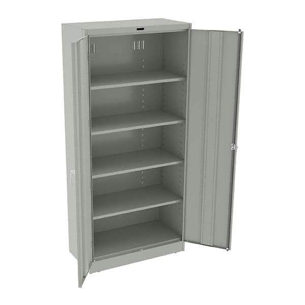 Tennsco - 5 Shelf Locking Storage Cabinet - Steel, 36" Wide x 18" Deep x 78" High, Light Gray - Eagle Tool & Supply