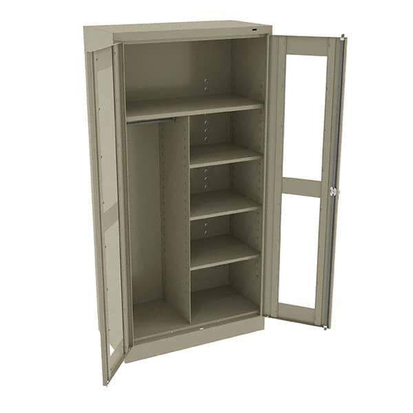 Tennsco - 6 Shelf Combination Storage Cabinet - Steel, 36" Wide x 18" Deep x 72" High, Sand - Eagle Tool & Supply