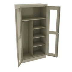 Tennsco - 6 Shelf Combination Storage Cabinet - Steel, 36" Wide x 18" Deep x 72" High, Sand - Eagle Tool & Supply