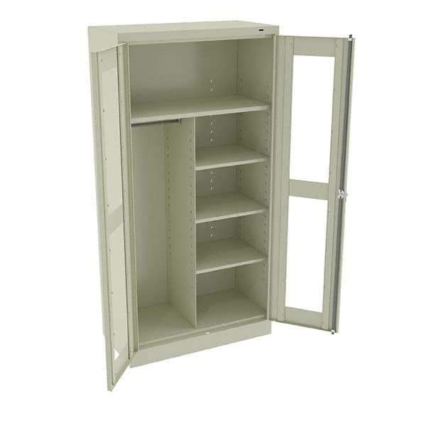 Tennsco - 6 Shelf Combination Storage Cabinet - Steel, 36" Wide x 18" Deep x 72" High, Champagne/Putty - Eagle Tool & Supply