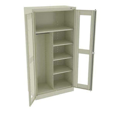 Tennsco - 6 Shelf Combination Storage Cabinet - Steel, 36" Wide x 18" Deep x 72" High, Champagne/Putty - Eagle Tool & Supply