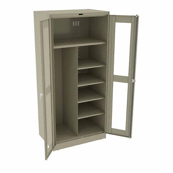 Tennsco - 6 Shelf Combination Storage Cabinet - Steel, 36" Wide x 24" Deep x 78" High, Sand - Eagle Tool & Supply