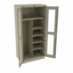 Tennsco - 6 Shelf Combination Storage Cabinet - Steel, 36" Wide x 24" Deep x 78" High, Sand - Eagle Tool & Supply