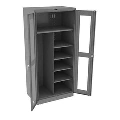 Tennsco - 6 Shelf Combination Storage Cabinet - Steel, 36" Wide x 24" Deep x 78" High, Medium Gray - Eagle Tool & Supply