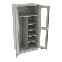 Tennsco - 6 Shelf Combination Storage Cabinet - Steel, 36" Wide x 24" Deep x 78" High, Light Gray - Eagle Tool & Supply