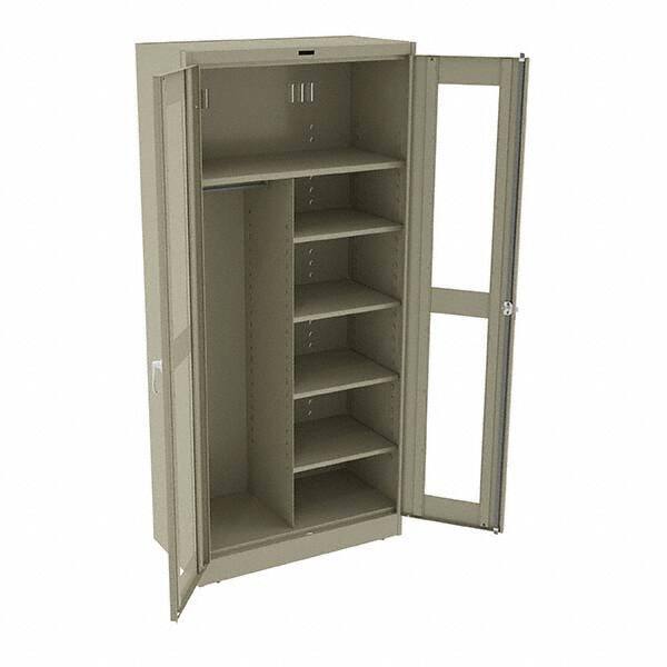 Tennsco - 6 Shelf Combination Storage Cabinet - Steel, 36" Wide x 18" Deep x 78" High, Sand - Eagle Tool & Supply