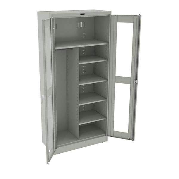 Tennsco - 6 Shelf Combination Storage Cabinet - Steel, 36" Wide x 18" Deep x 78" High, Light Gray - Eagle Tool & Supply