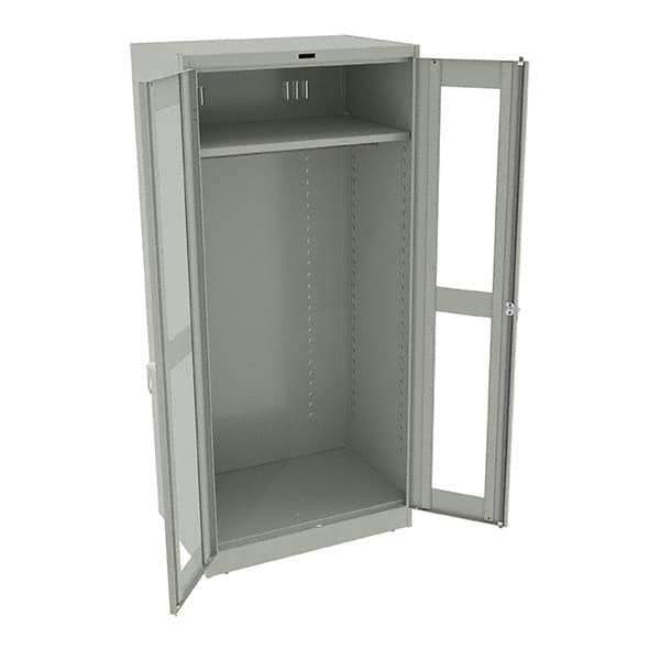 Tennsco - 2 Shelf Wardrobe Storage Cabinet - Steel, 36" Wide x 24" Deep x 78" High, Light Gray - Eagle Tool & Supply