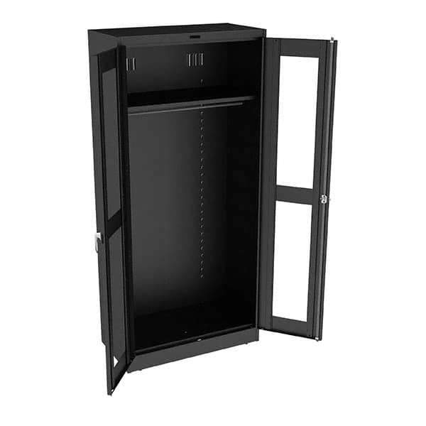 Tennsco - 2 Shelf Wardrobe Storage Cabinet - Steel, 36" Wide x 18" Deep x 78" High, Black - Eagle Tool & Supply