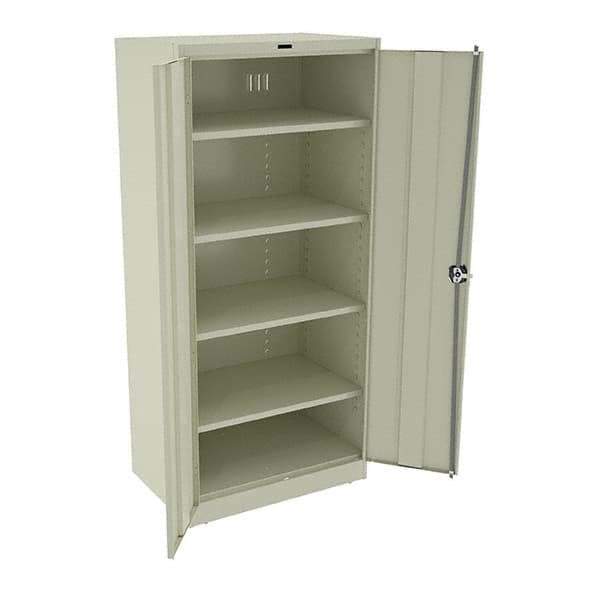 Tennsco - 5 Shelf Locking Storage Cabinet - Steel, 36" Wide x 24" Deep x 78" High, Champagne/Putty - Eagle Tool & Supply
