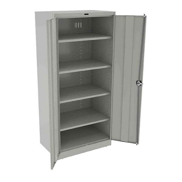 Tennsco - 5 Shelf Locking Storage Cabinet - Steel, 36" Wide x 24" Deep x 78" High, Light Gray - Eagle Tool & Supply