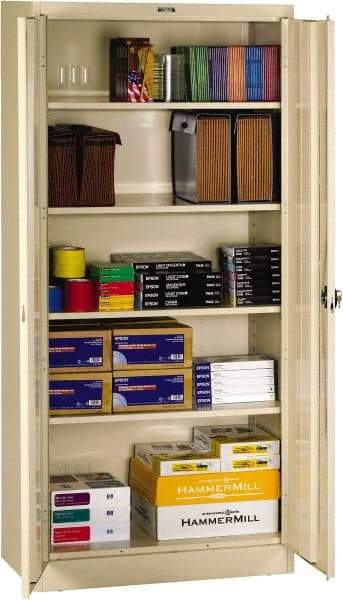 Tennsco - 5 Shelf Locking Storage Cabinet - Steel, 36" Wide x 18" Deep x 72" High, Medium Gray - Eagle Tool & Supply