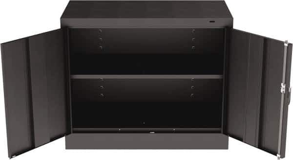 Tennsco - 2 Shelf Locking Storage Cabinet - Steel, 36" Wide x 18" Deep x 30" High, Black - Eagle Tool & Supply