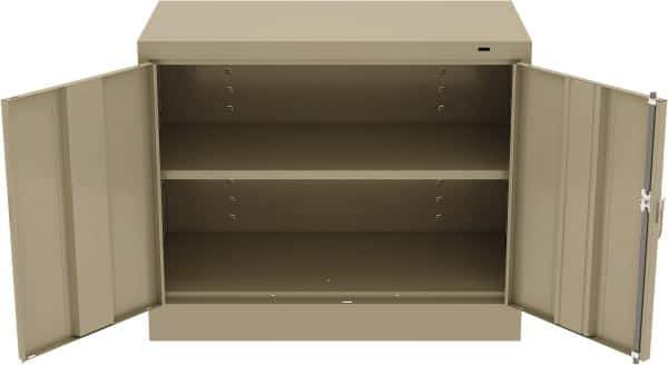 Tennsco - 2 Shelf Locking Storage Cabinet - Steel, 36" Wide x 18" Deep x 30" High, Sand - Eagle Tool & Supply