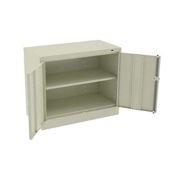 Tennsco - 2 Shelf Locking Storage Cabinet - Steel, 36" Wide x 18" Deep x 30" High, Champagne/Putty - Eagle Tool & Supply