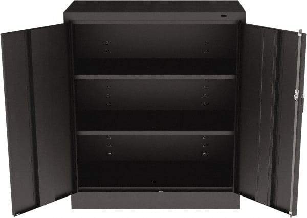 Tennsco - 3 Shelf Locking Storage Cabinet - Steel, 36" Wide x 18" Deep x 42" High, Black - Eagle Tool & Supply