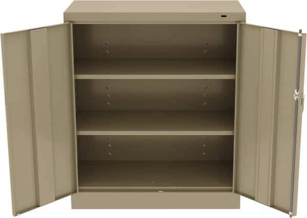 Tennsco - 3 Shelf Locking Storage Cabinet - Steel, 36" Wide x 18" Deep x 42" High, Sand - Eagle Tool & Supply
