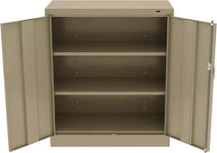 Tennsco - 3 Shelf Locking Storage Cabinet - Steel, 36" Wide x 18" Deep x 42" High, Sand - Eagle Tool & Supply