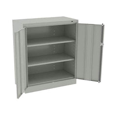 Tennsco - 3 Shelf Locking Storage Cabinet - Steel, 36" Wide x 18" Deep x 42" High, Light Gray - Eagle Tool & Supply