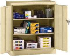 Tennsco - 3 Shelf Locking Storage Cabinet - Steel, 36" Wide x 18" Deep x 42" High, Medium Gray - Eagle Tool & Supply