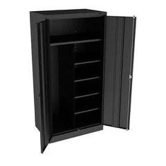 Tennsco - 6 Shelf Combination Storage Cabinet - Steel, 36" Wide x 24" Deep x 72" High, Black - Eagle Tool & Supply