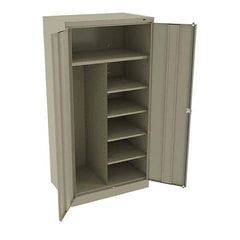 Tennsco - 6 Shelf Combination Storage Cabinet - Steel, 36" Wide x 24" Deep x 72" High, Sand - Eagle Tool & Supply