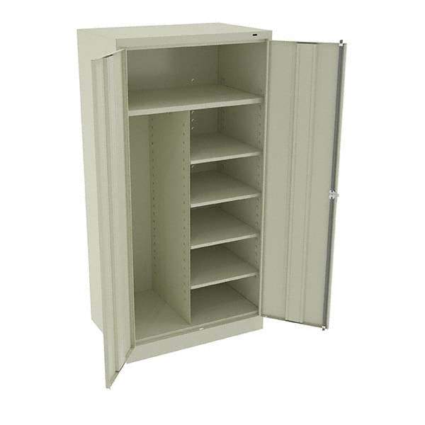 Tennsco - 6 Shelf Combination Storage Cabinet - Steel, 36" Wide x 24" Deep x 72" High, Champagne/Putty - Eagle Tool & Supply