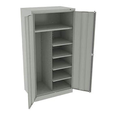Tennsco - 6 Shelf Combination Storage Cabinet - Steel, 36" Wide x 24" Deep x 72" High, Light Gray - Eagle Tool & Supply