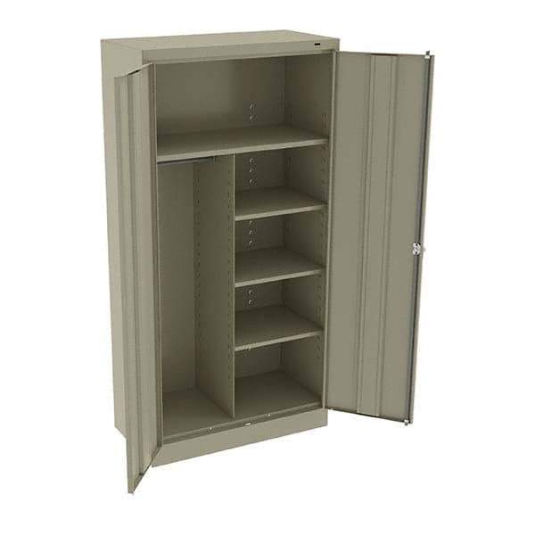Tennsco - 6 Shelf Combination Storage Cabinet - Steel, 36" Wide x 18" Deep x 72" High, Sand - Eagle Tool & Supply
